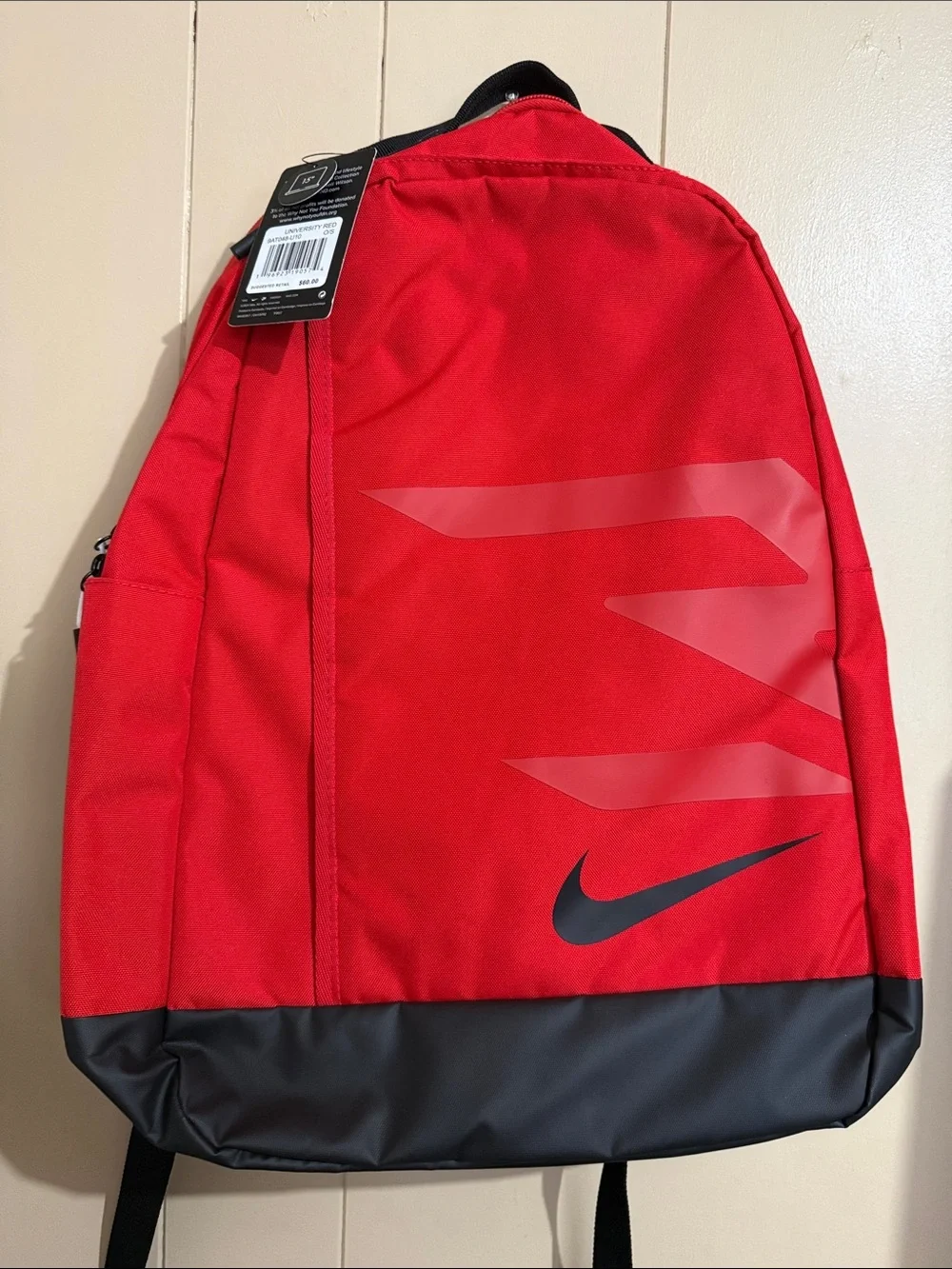 Nike Red and Black Men's Backpack with Swoosh Accent